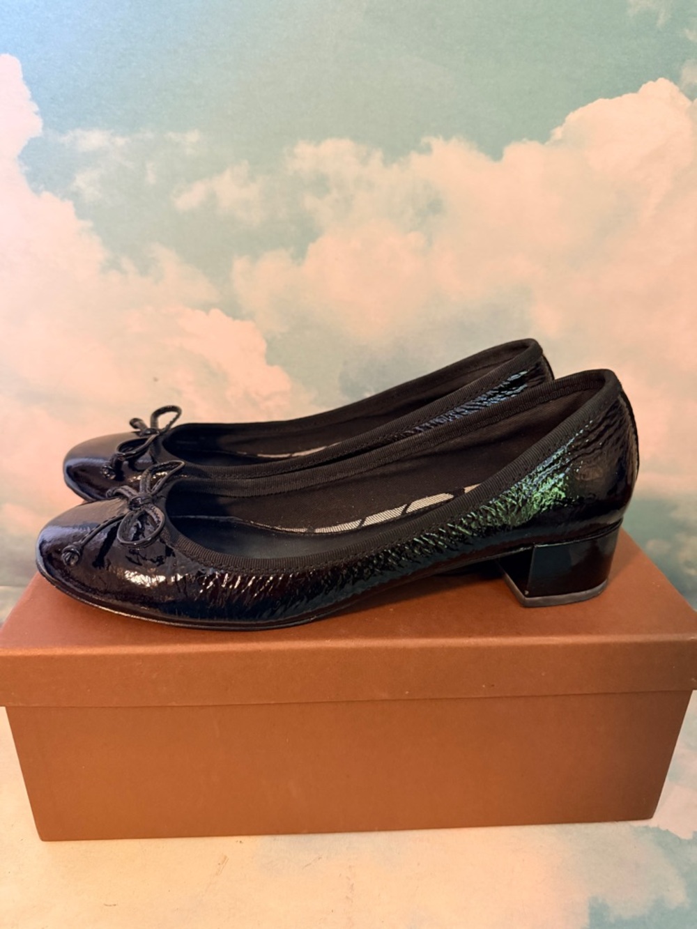 Coach Black Patent Low Block Heel/ Flats